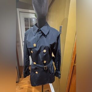 Ralph Ralph Lauren Women’s Navy Belted Trench Coat w/Gold Buttons Medium